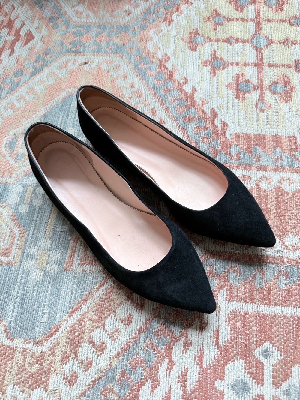 J. Crew Black Suede Pointed-Toe Flats